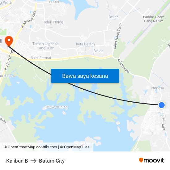 Kaliban B to Batam City map