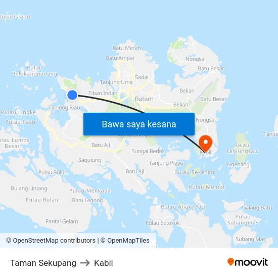 Taman Sekupang to Kabil map