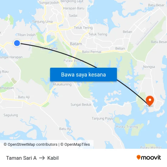 Taman Sari A to Kabil map