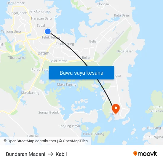 Bundaran Madani to Kabil map