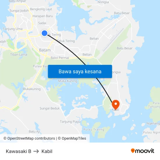 Kawasaki B to Kabil map