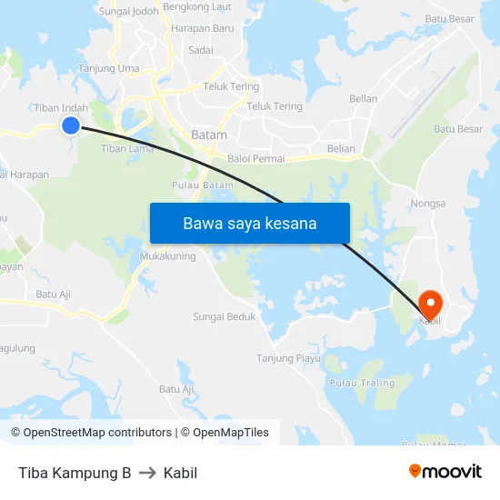 Tiba Kampung B to Kabil map