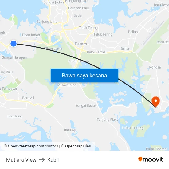 Mutiara View to Kabil map