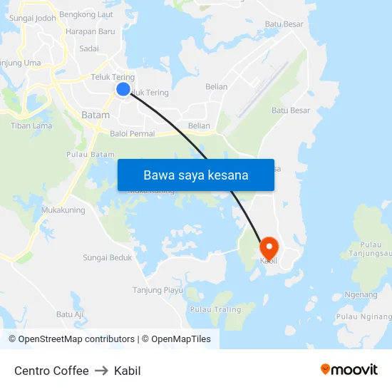 Centro Coffee to Kabil map