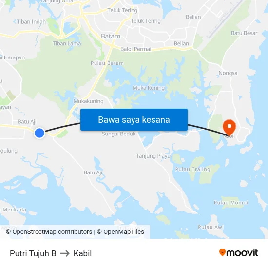 Putri Tujuh B to Kabil map