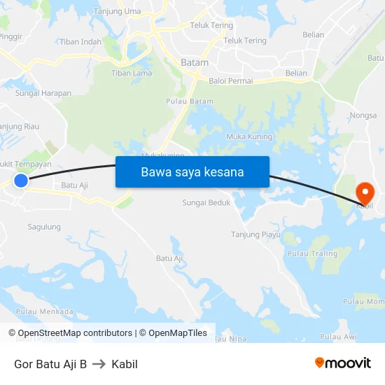 Gor Batu Aji B to Kabil map