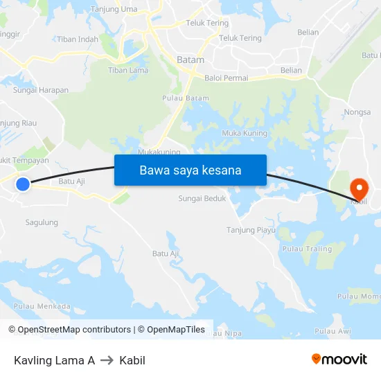 Kavling Lama A to Kabil map