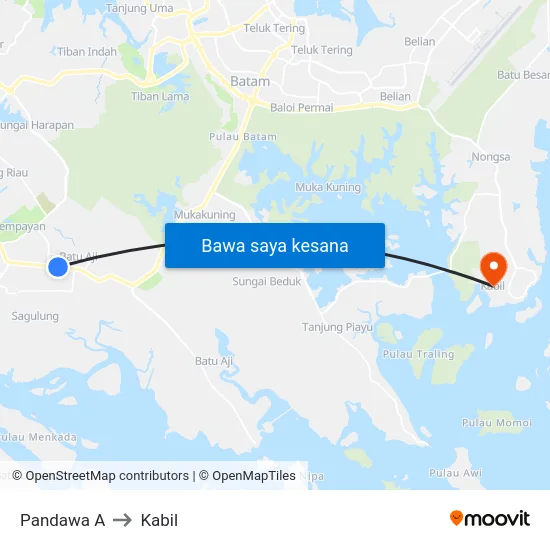 Pandawa A to Kabil map