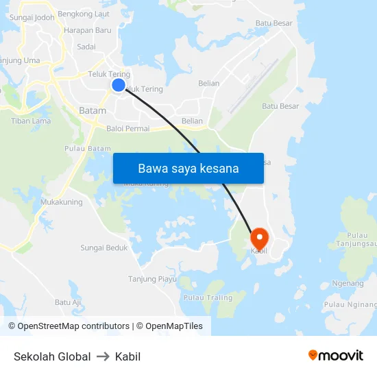 Sekolah Global to Kabil map