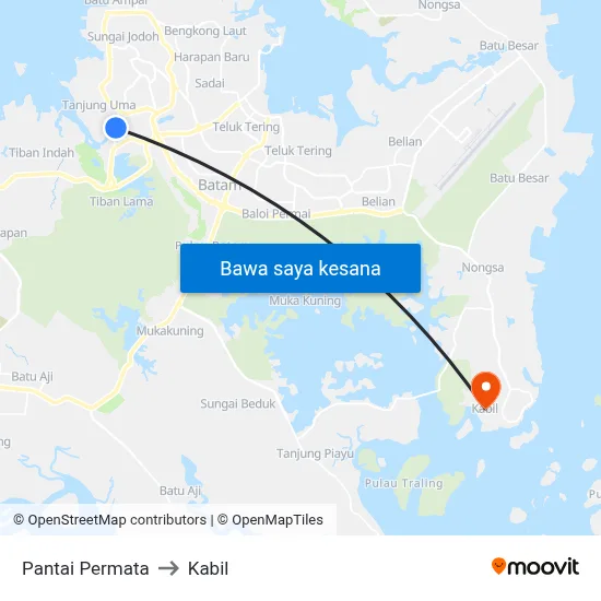 Pantai Permata to Kabil map