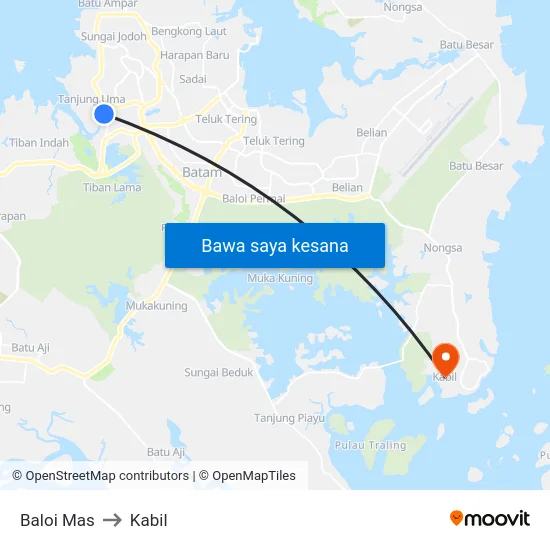 Baloi Mas to Kabil map