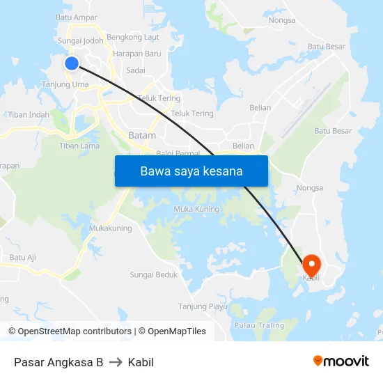 Pasar Angkasa B to Kabil map