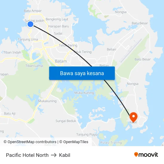 Pacific Hotel North to Kabil map