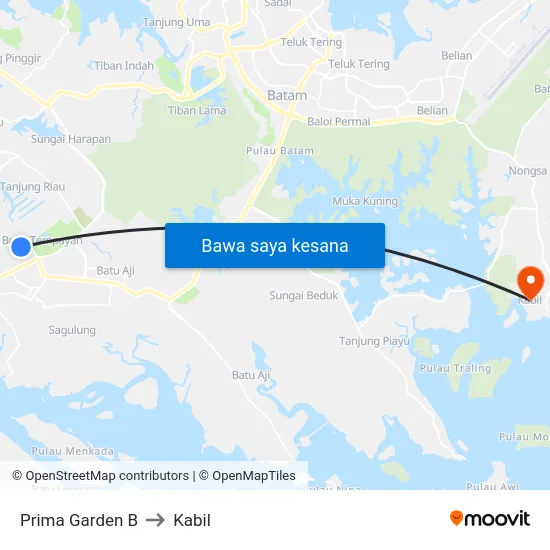 Prima Garden B to Kabil map