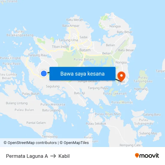 Permata Laguna A to Kabil map