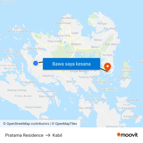 Pratama Residence to Kabil map