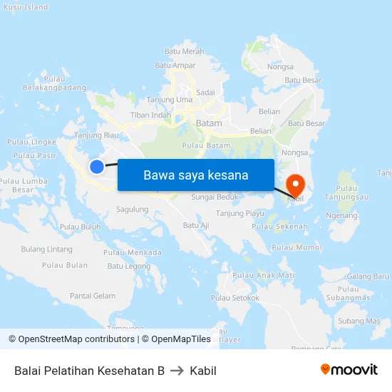 Balai Pelatihan Kesehatan B to Kabil map
