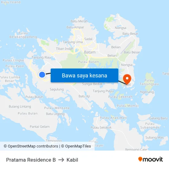 Pratama Residence B to Kabil map