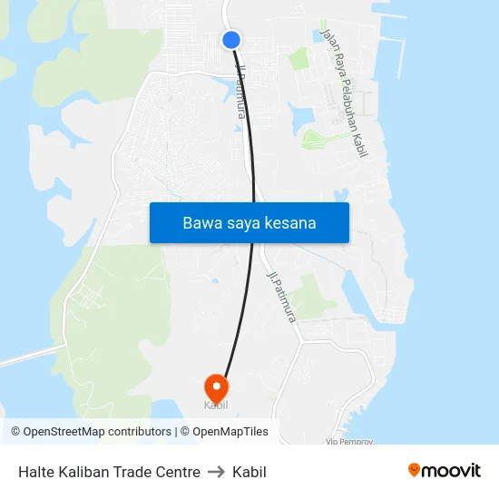Halte Kaliban Trade Centre to Kabil map
