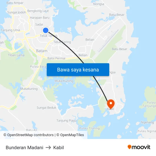 Bunderan Madani to Kabil map