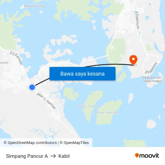 Simpang Pancur A to Kabil map