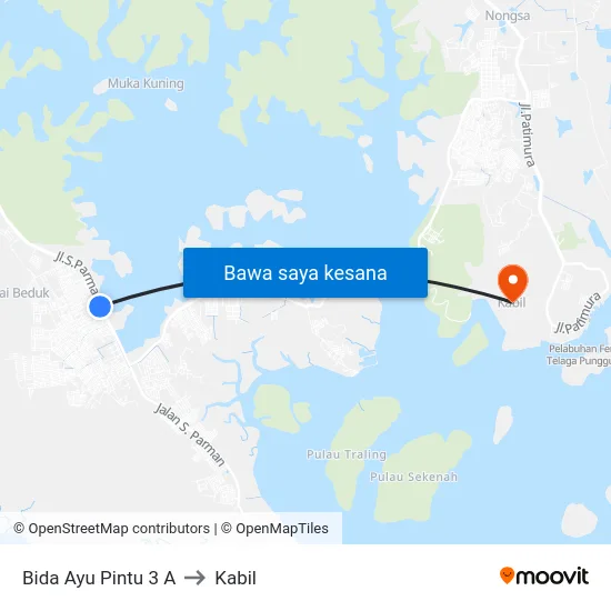 Bida Ayu Pintu 3 A to Kabil map