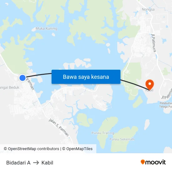 Bidadari A to Kabil map