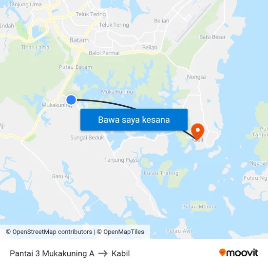 Pantai 3 Mukakuning A to Kabil map