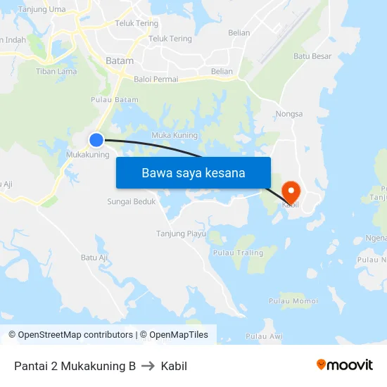 Pantai 2 Mukakuning B to Kabil map