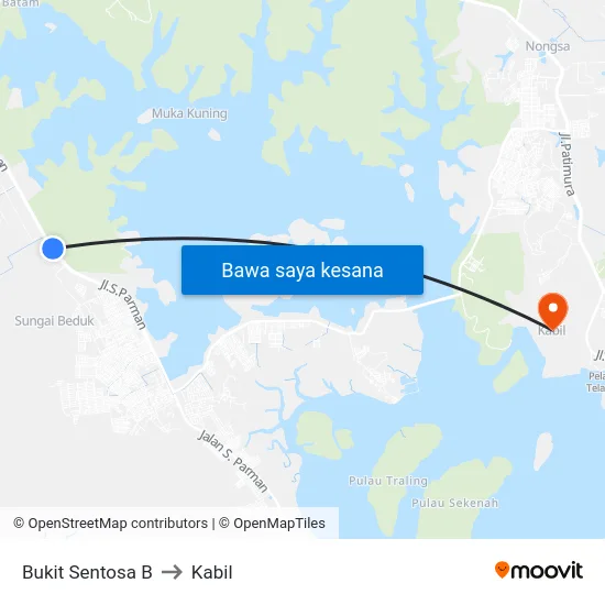 Bukit Sentosa B to Kabil map