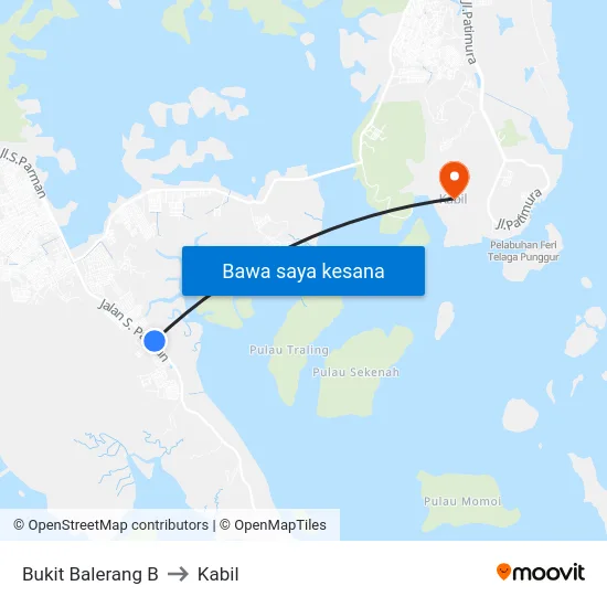 Bukit Balerang B to Kabil map