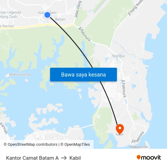 Kantor Camat Batam A to Kabil map