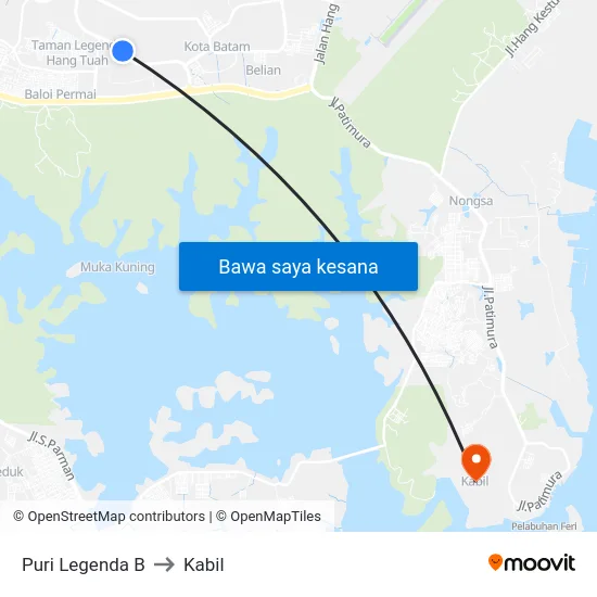 Puri Legenda B to Kabil map