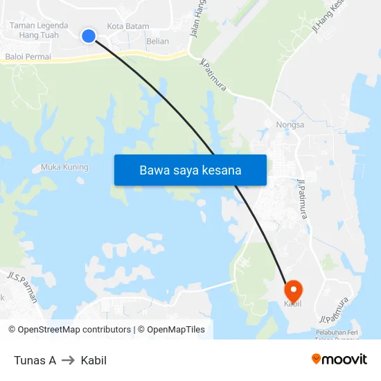 Tunas A to Kabil map