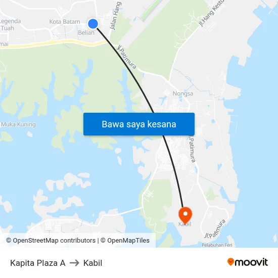 Kapita Plaza A to Kabil map