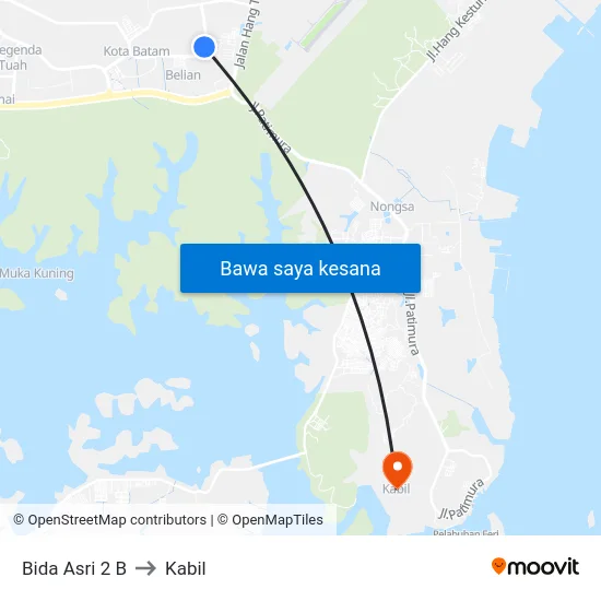 Bida Asri 2 B to Kabil map