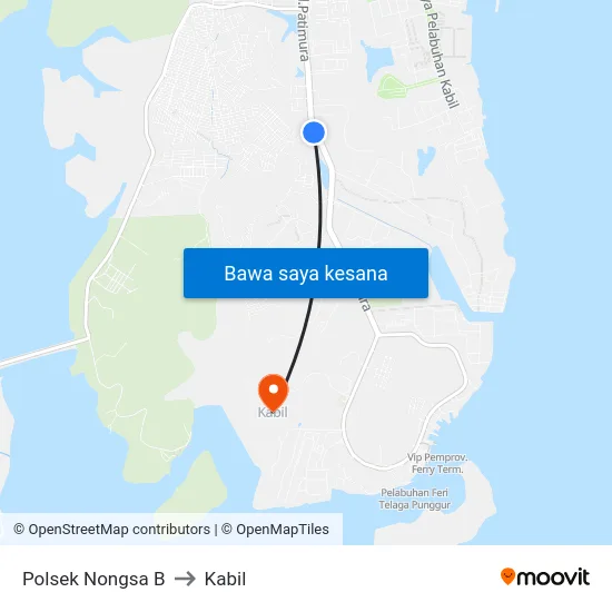 Polsek Nongsa B to Kabil map