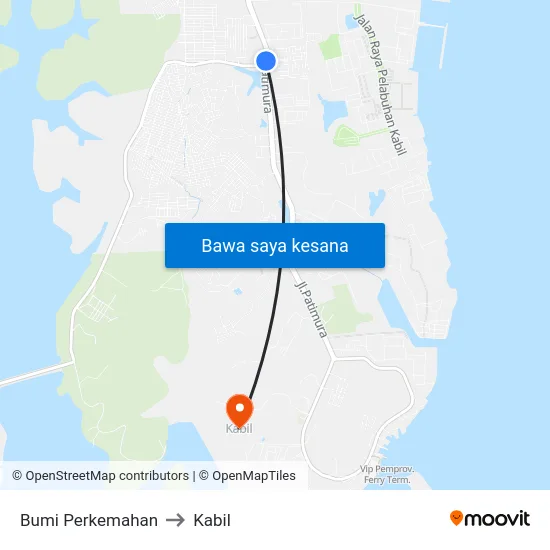 Bumi Perkemahan to Kabil map