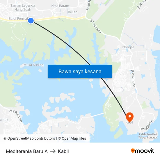 Mediterania Baru A to Kabil map