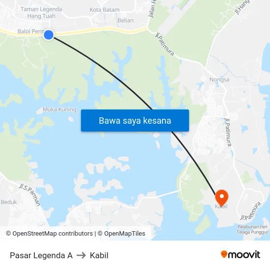 Pasar Legenda A to Kabil map