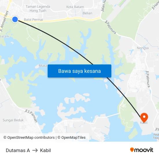 Dutamas A to Kabil map