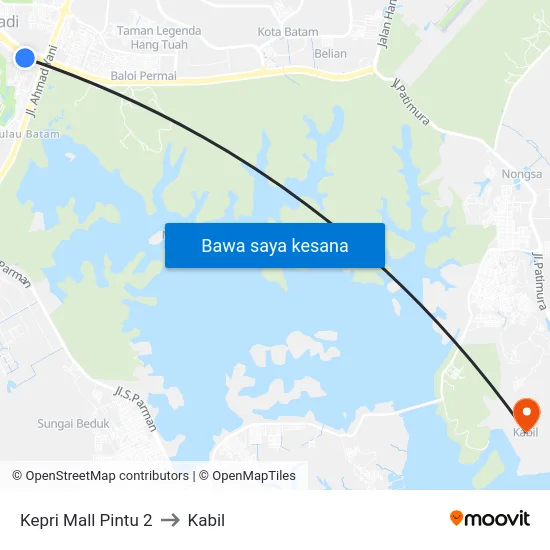 Kepri Mall Pintu 2 to Kabil map