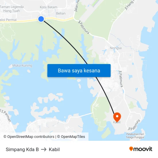 Simpang Kda B to Kabil map