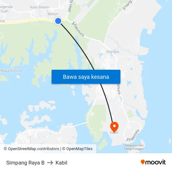 Simpang Raya B to Kabil map