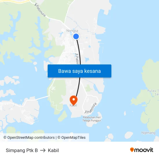 Simpang Ptk B to Kabil map