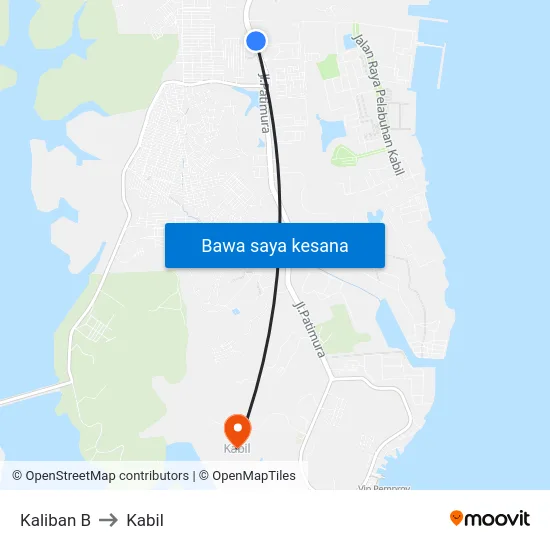 Kaliban B to Kabil map