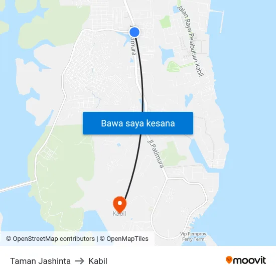 Taman Jashinta to Kabil map