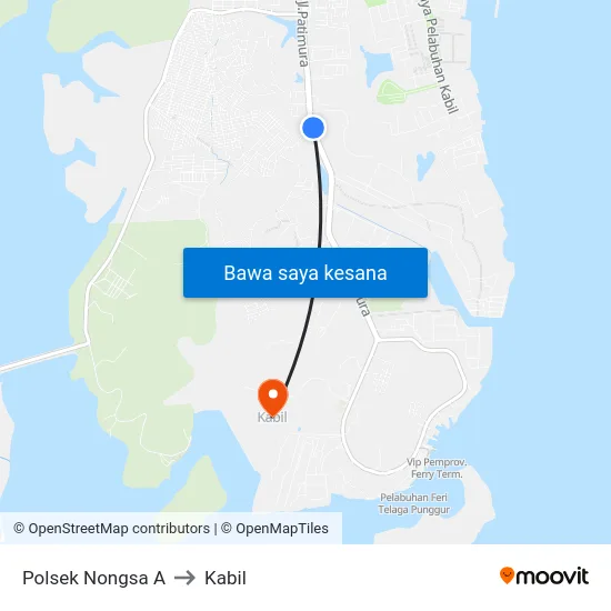 Polsek Nongsa A to Kabil map