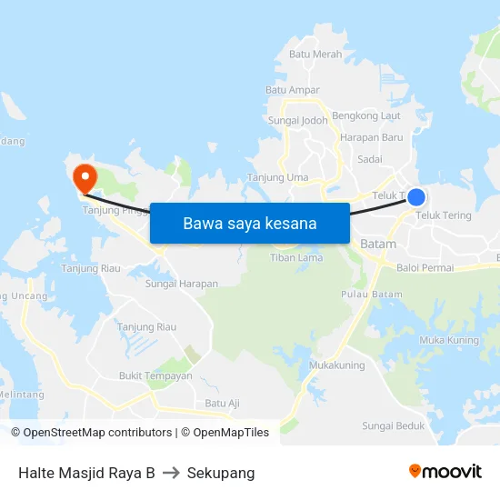 Halte Masjid Raya B to Sekupang map
