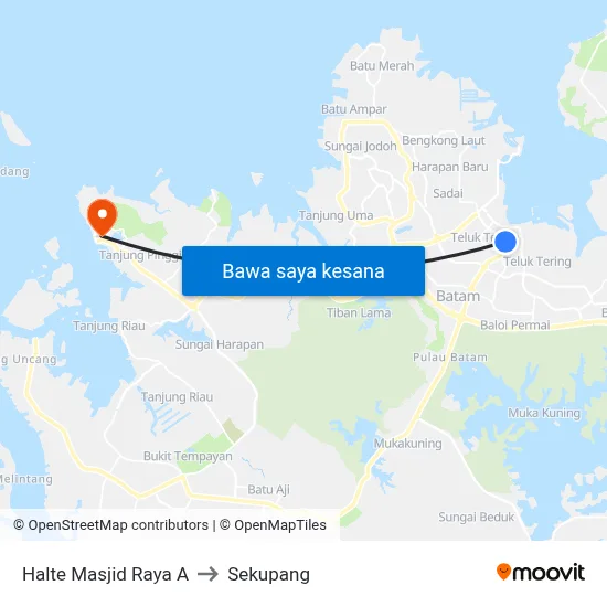 Halte Masjid Raya A to Sekupang map